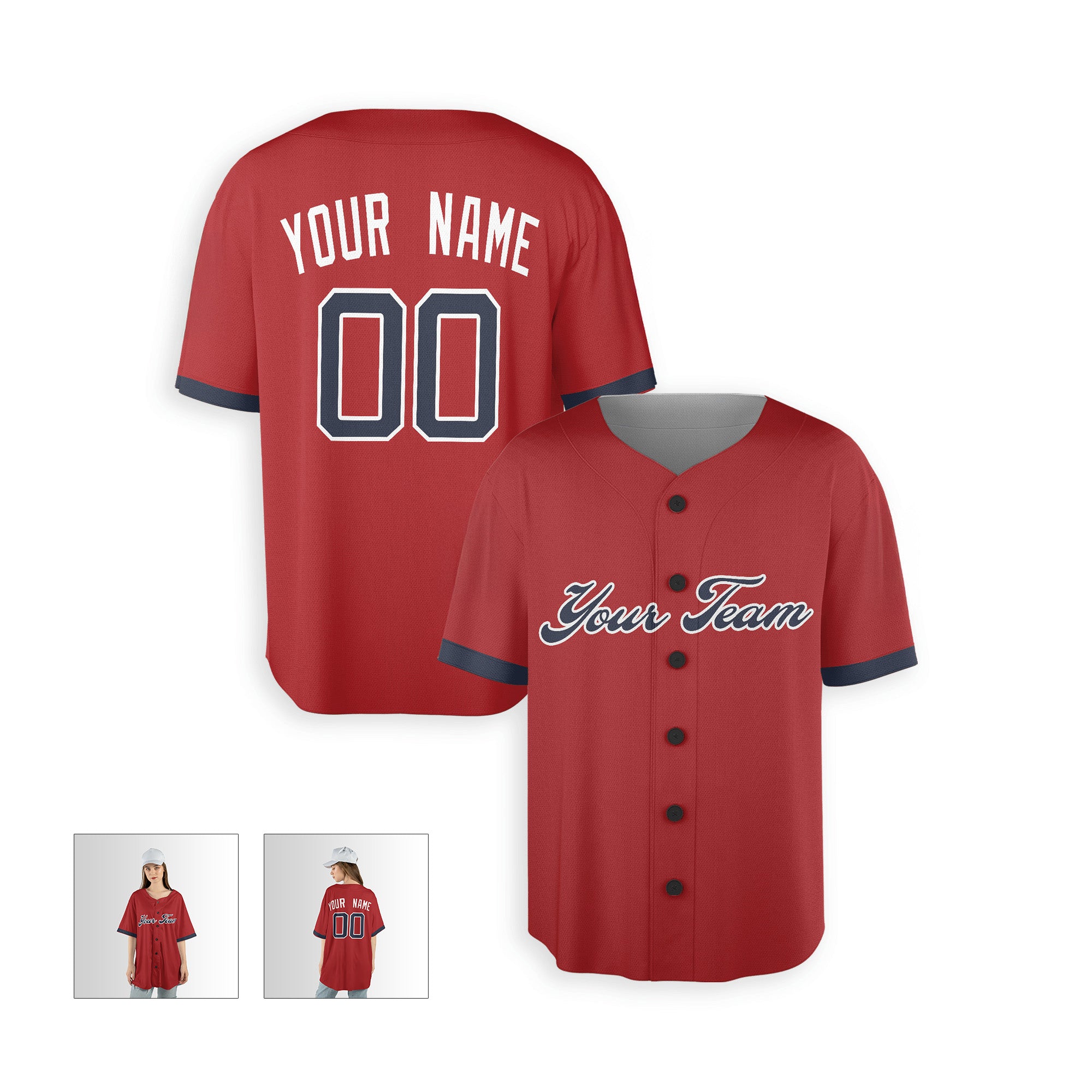 Personalized Atlanta Fan Red Baseball Jersey – Alternate Style Custom Name & Number