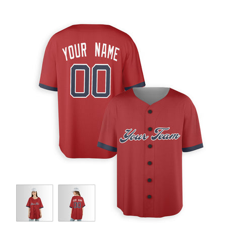 Personalized Atlanta Fan Red Baseball Jersey – Alternate Style Custom Name & Number