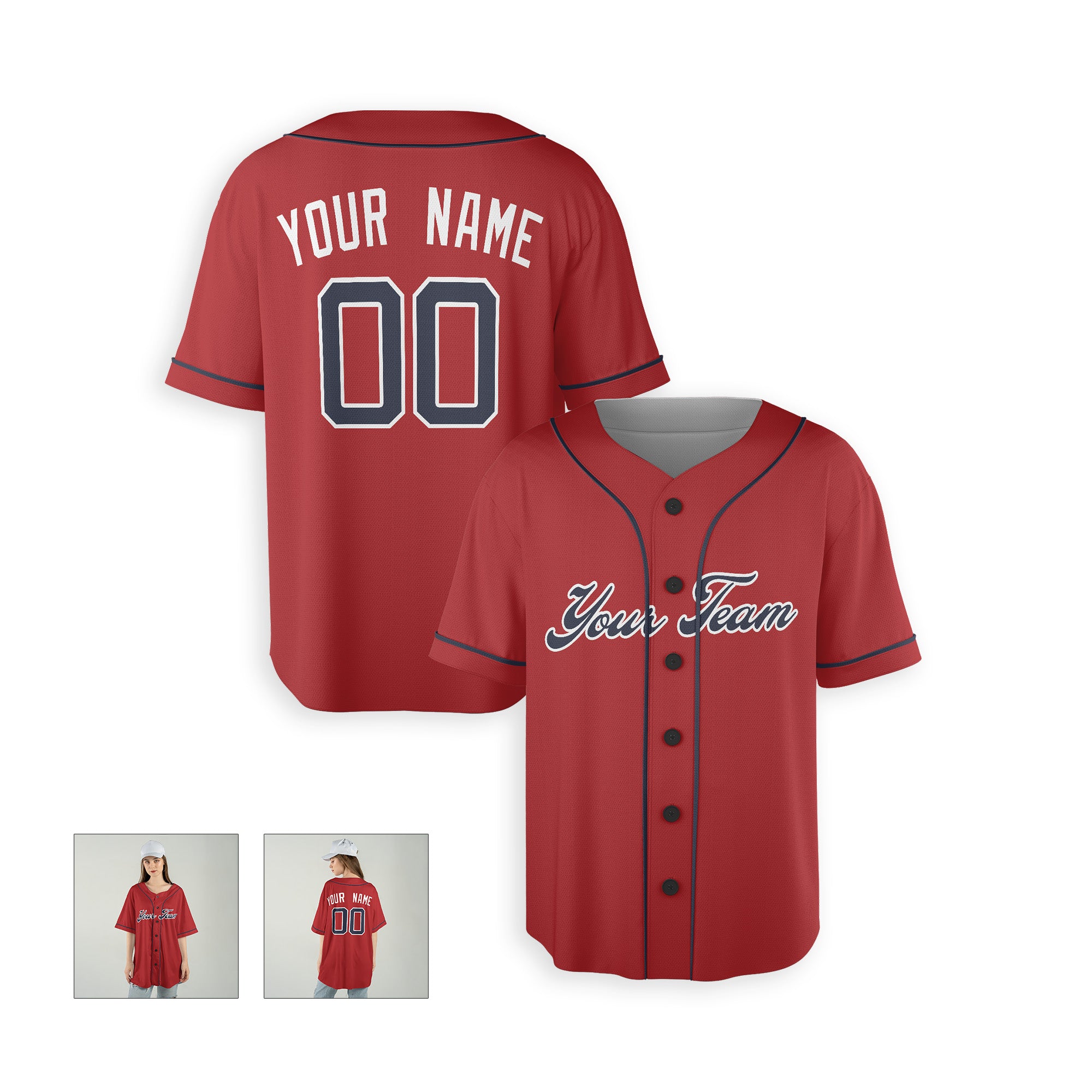 Personalized Atlanta Fan Red Baseball Jersey – Alternate Style Custom Name & Number