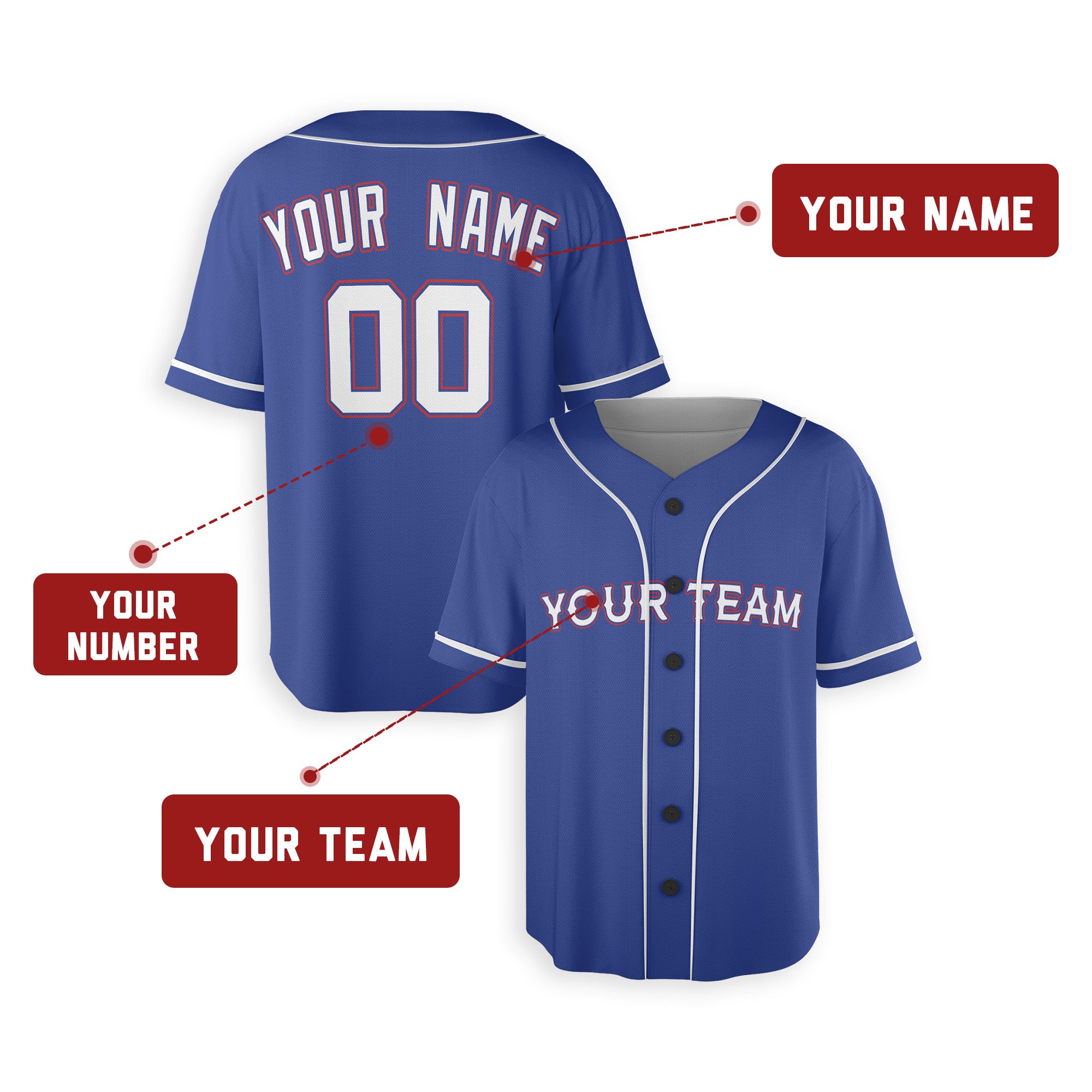 Personalized Texas Arlington Fan Royal Baseball Jersey – Alternate Style Custom Name & Number