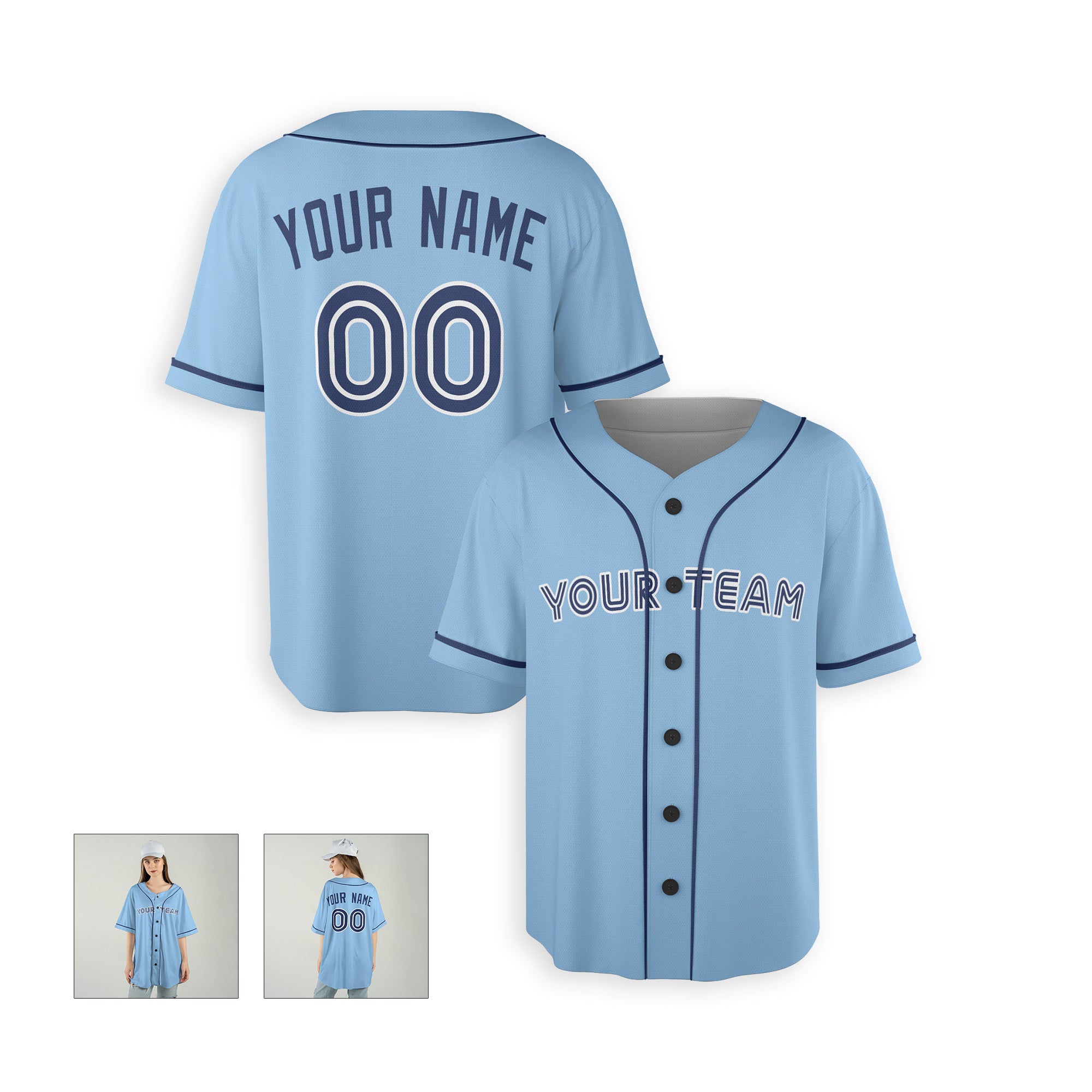 Personalized Toronto Fan Sky Blue Baseball Jersey – Alternate Style Custom Name & Number