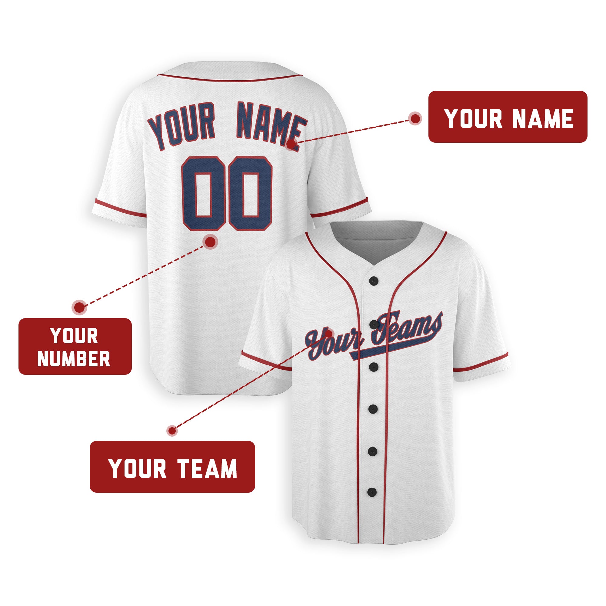 Personalized Washington DC Fan White Baseball Jersey – Alternate Style Custom Name & Number
