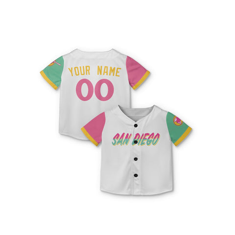 Personalized San Diego Fan White Baseball Jersey – City Style San Diego Printed Custom Name & Number
