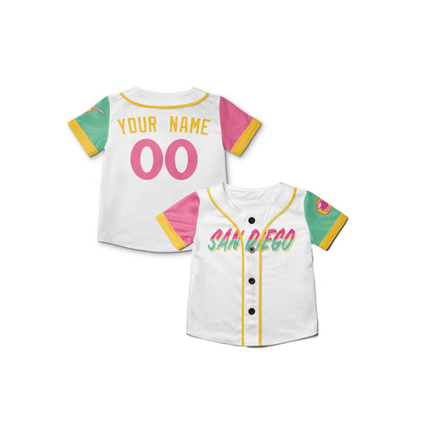 Personalized San Diego Fan White Baseball Jersey – City Style San Diego Printed Custom Name & Number