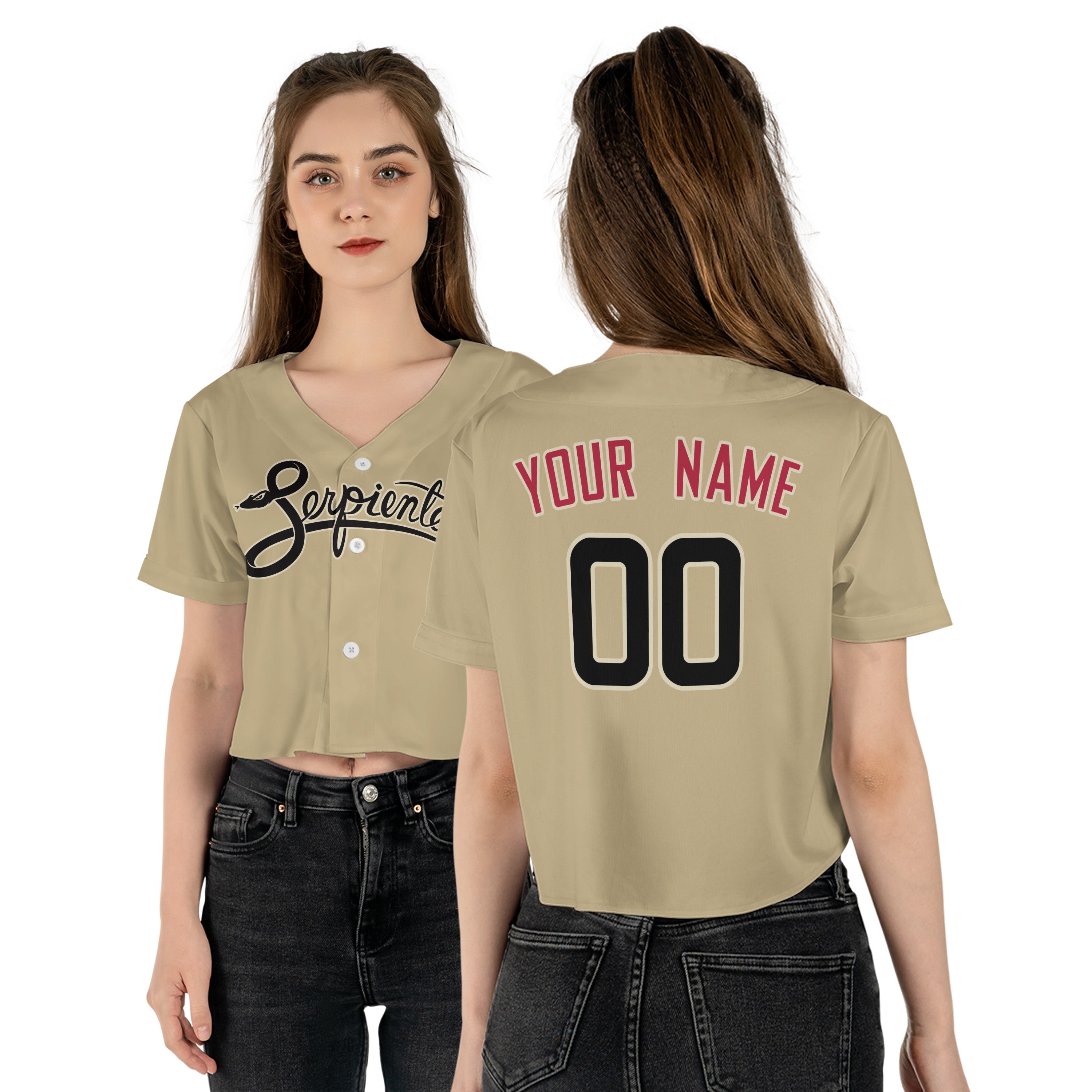 Personalized Phoenix Fan Sand Crop Top Baseball Jersey – Serpientes Printed City Style Custom Name & Number