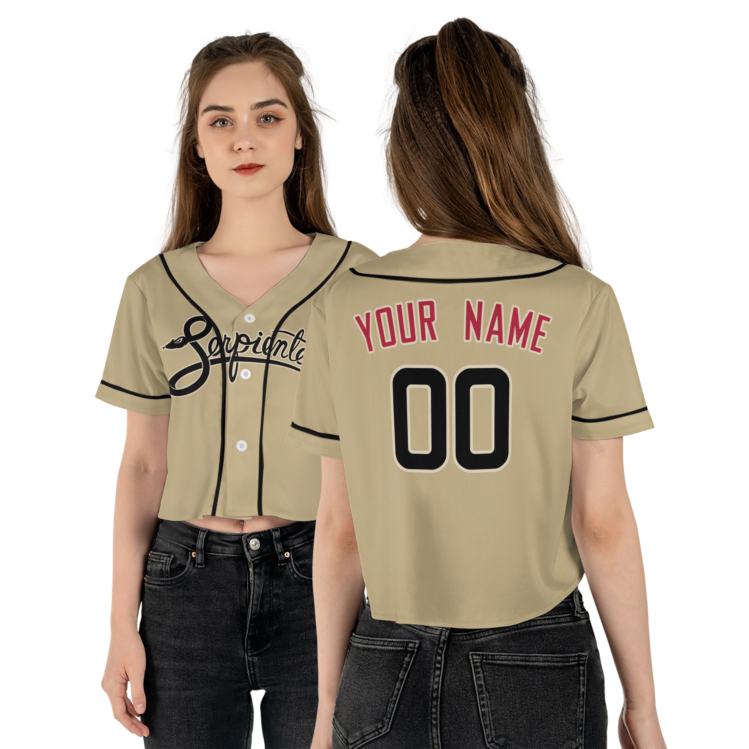 Personalized Phoenix Fan Sand Crop Top Baseball Jersey – Serpientes Printed City Style Custom Name & Number