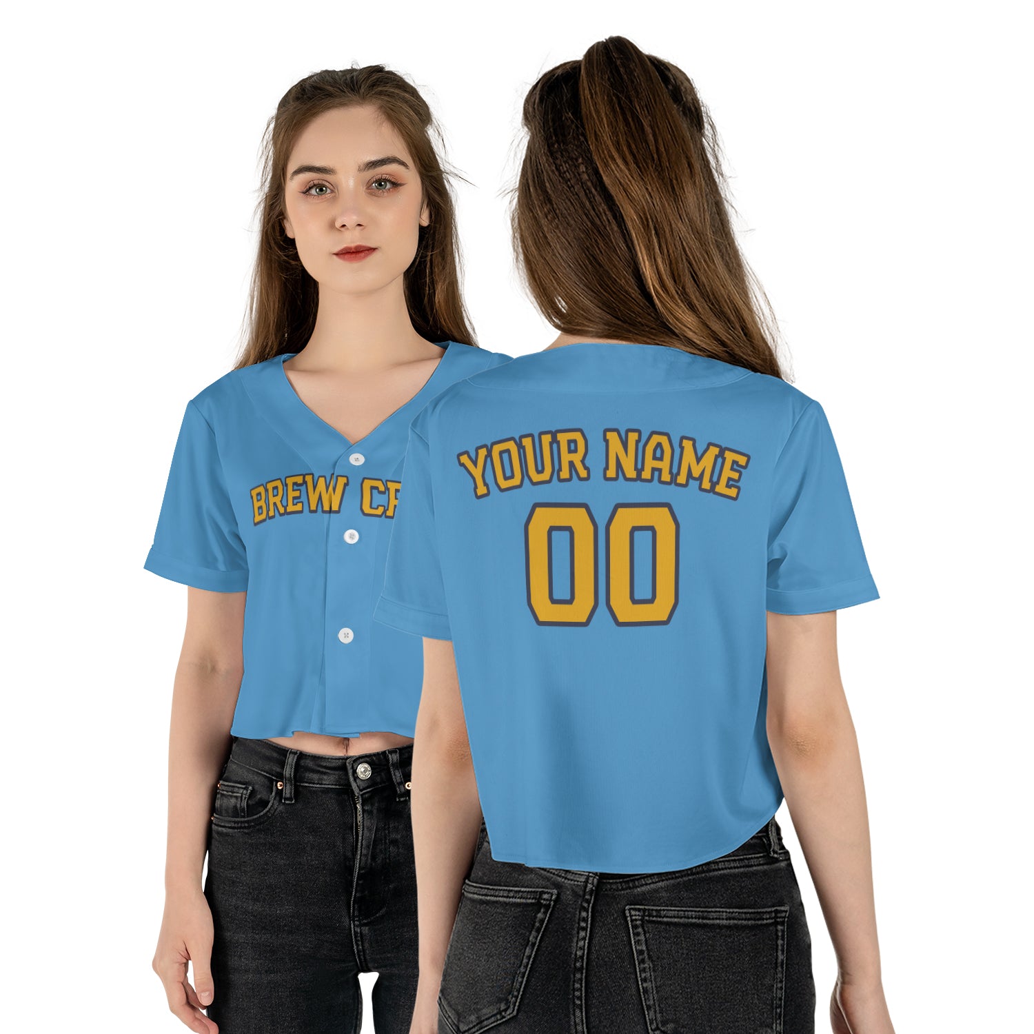 Personalized Milwaukee Fan Sky Blue Crop Top Baseball Jersey – Home Style Custom Name & Number