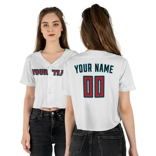 Personalized Phoenix Fan White Crop Top Baseball Jersey –  Custom Name & Number