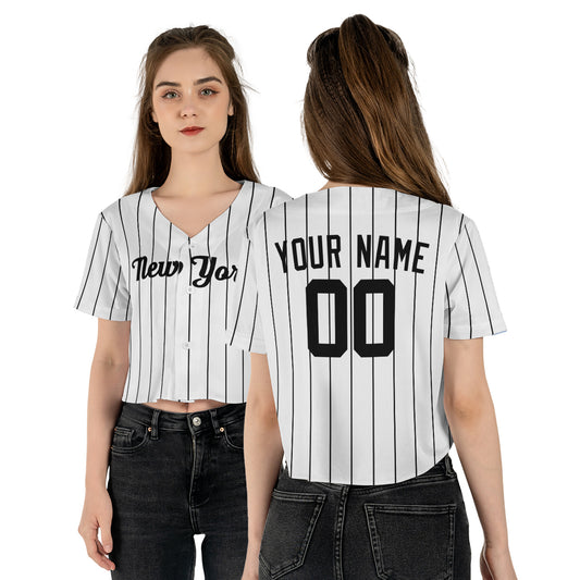 Personalized New York Fan White Crop Top Baseball Jersey – Home Style Custom Name & Number