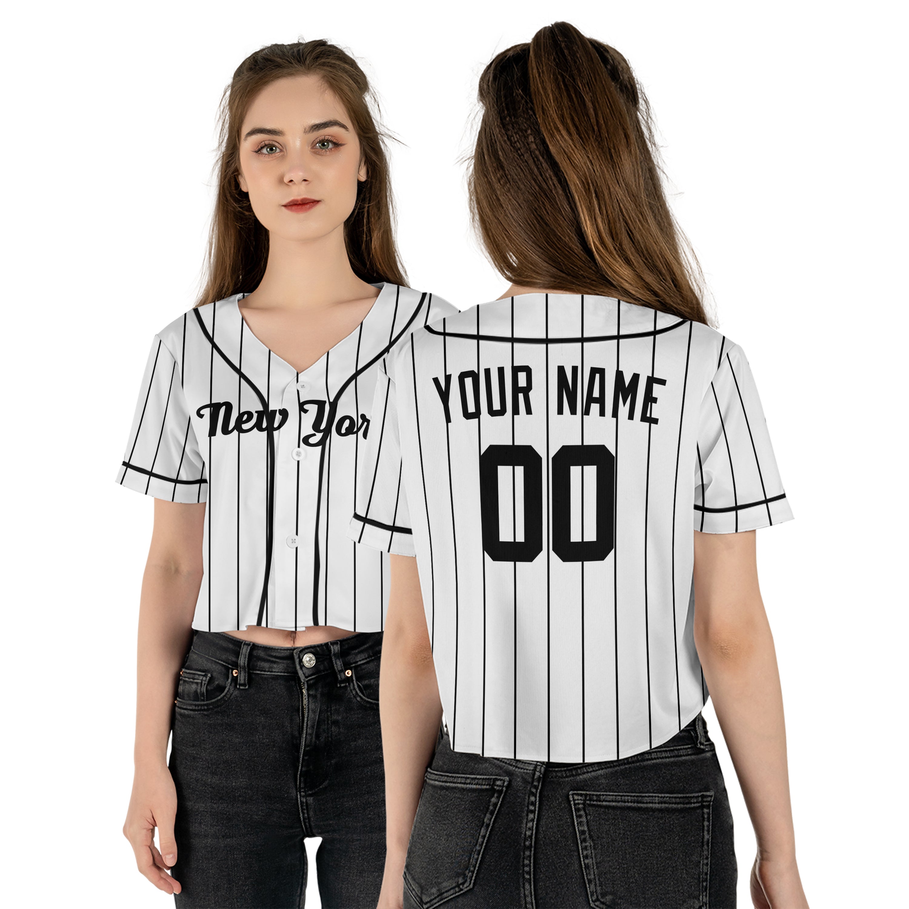 Personalized New York Fan White Crop Top Baseball Jersey – Home Style Custom Name & Number