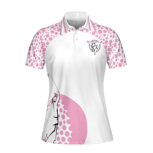 Personalized Women's Golf Shirt Polo - Empower White Pink Short Sleeve Golf For Ladies