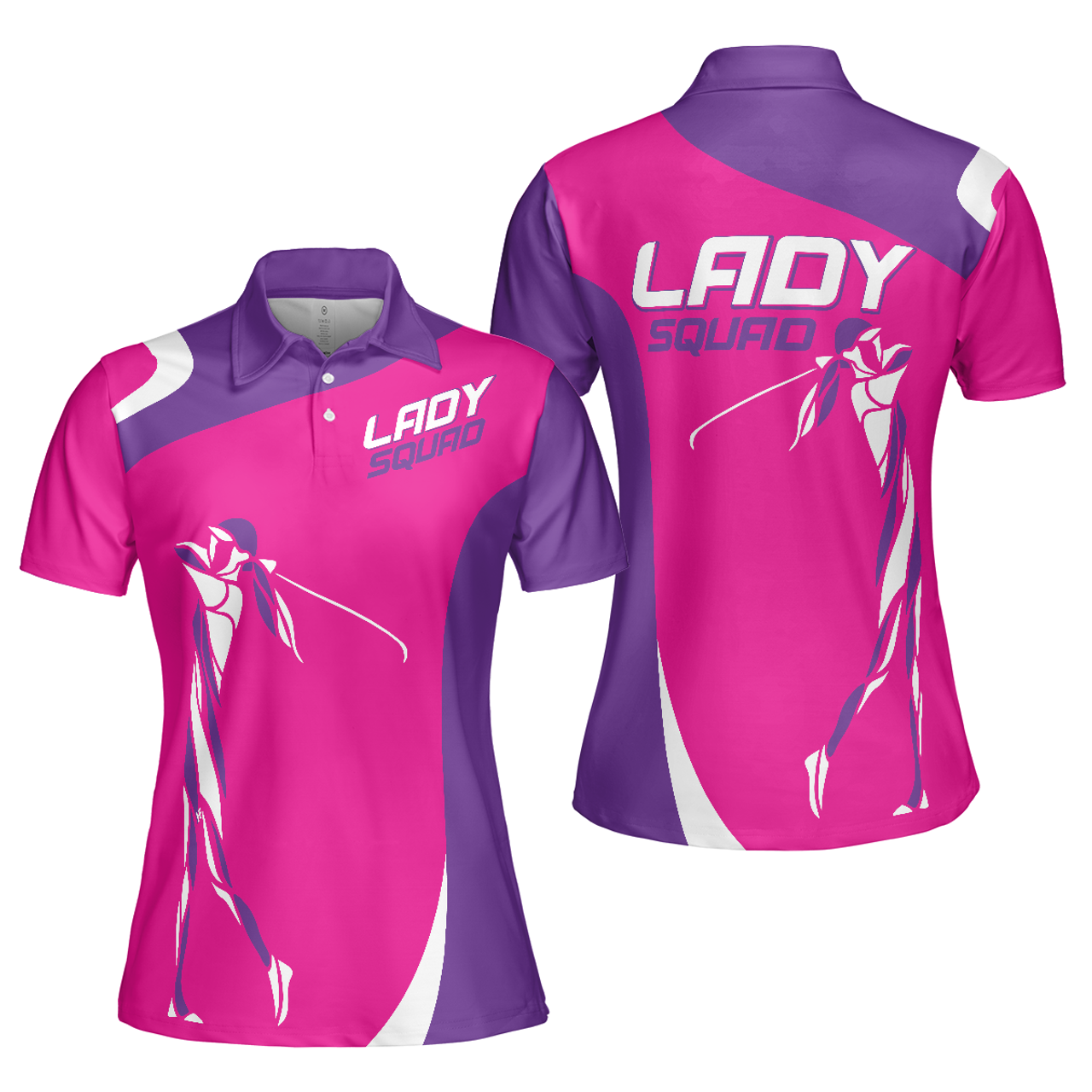 Personalized Women's Golf Shirt Polo - Purple And Pink Golf Short Sleeve Unique Gift