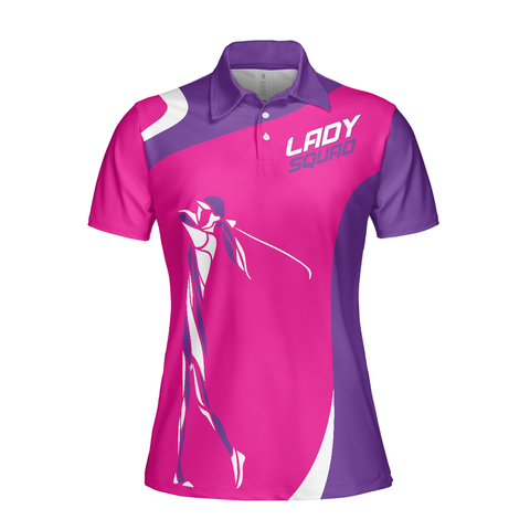 Personalized Women's Golf Shirt Polo - Purple And Pink Golf Short Sleeve Unique Gift