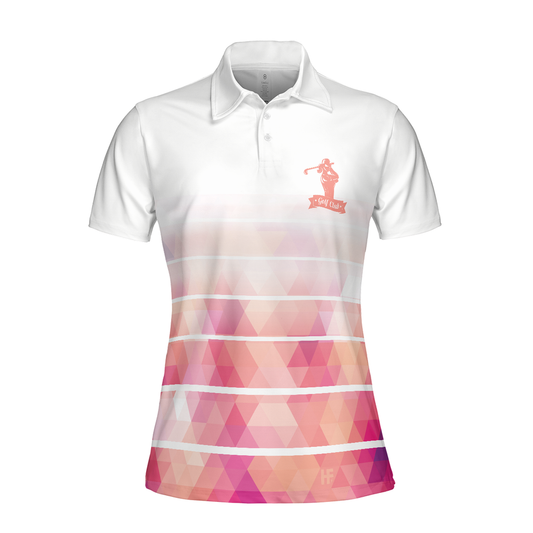 Personalized Women's Golf Shirt Polo - Girl Swinging Golf Club Short Sleeve