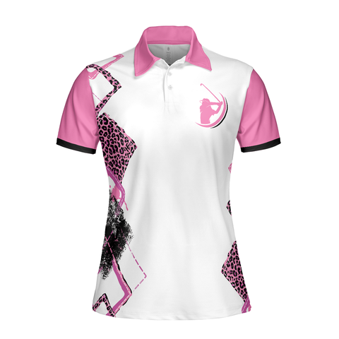 Personalized Women's Golf Shirt Polo - Give This Girl Some Wine And A Golf Club Leopard Golf