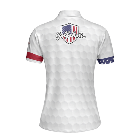 Personalized Women's Golf Shirt Polo - Golf American Flag Girl Short Sleeve