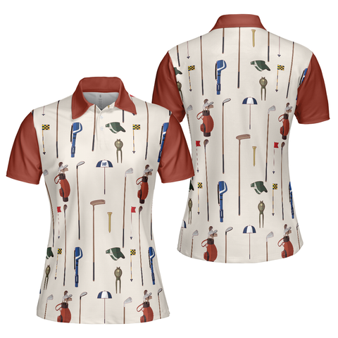 Personalized Women's Golf Shirt Polo - Golf Equipment Short Sleeve Unique Female Gift