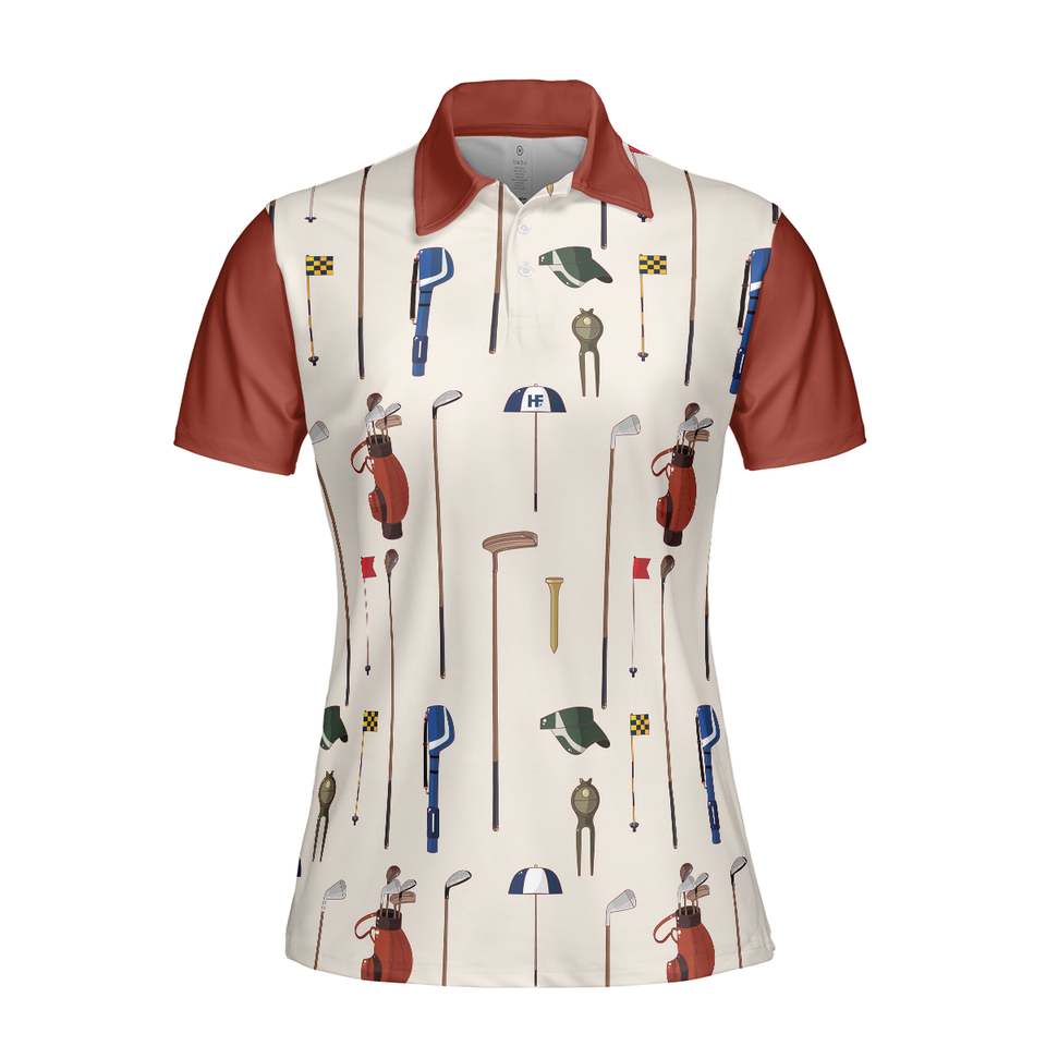 Personalized Women's Golf Shirt Polo - Golf Equipment Short Sleeve Unique Female Gift