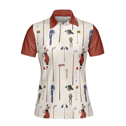 Personalized Women's Golf Shirt Polo - Golf Equipment Short Sleeve Unique Female Gift