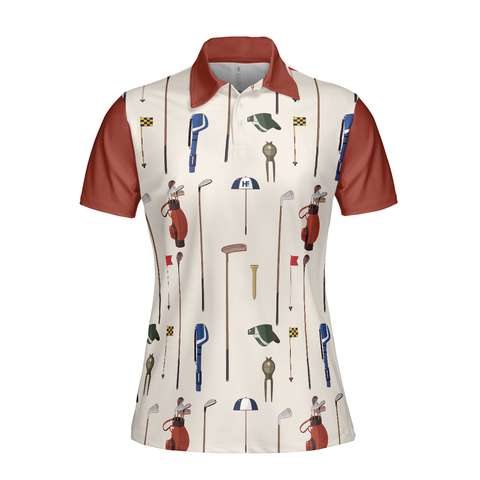 Personalized Women's Golf Shirt Polo - Golf Equipment Short Sleeve Unique Female Gift