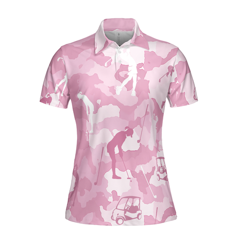 Personalized Women's Golf Shirt Polo - Golf Girl Camouflage Short Sleeve