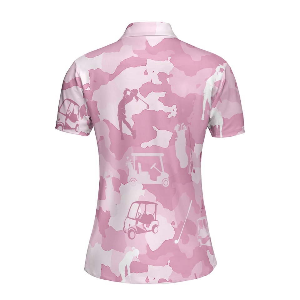 Personalized Women's Golf Shirt Polo - Golf Girl Camouflage Short Sleeve