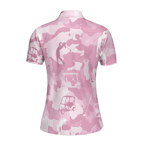 Personalized Women's Golf Shirt Polo - Golf Girl Camouflage Short Sleeve