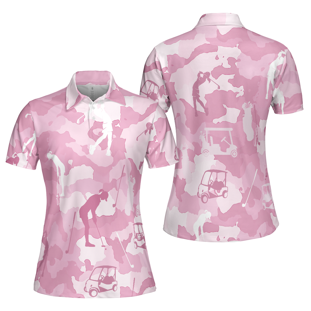 Personalized Women's Golf Shirt Polo - Golf Girl Camouflage Short Sleeve