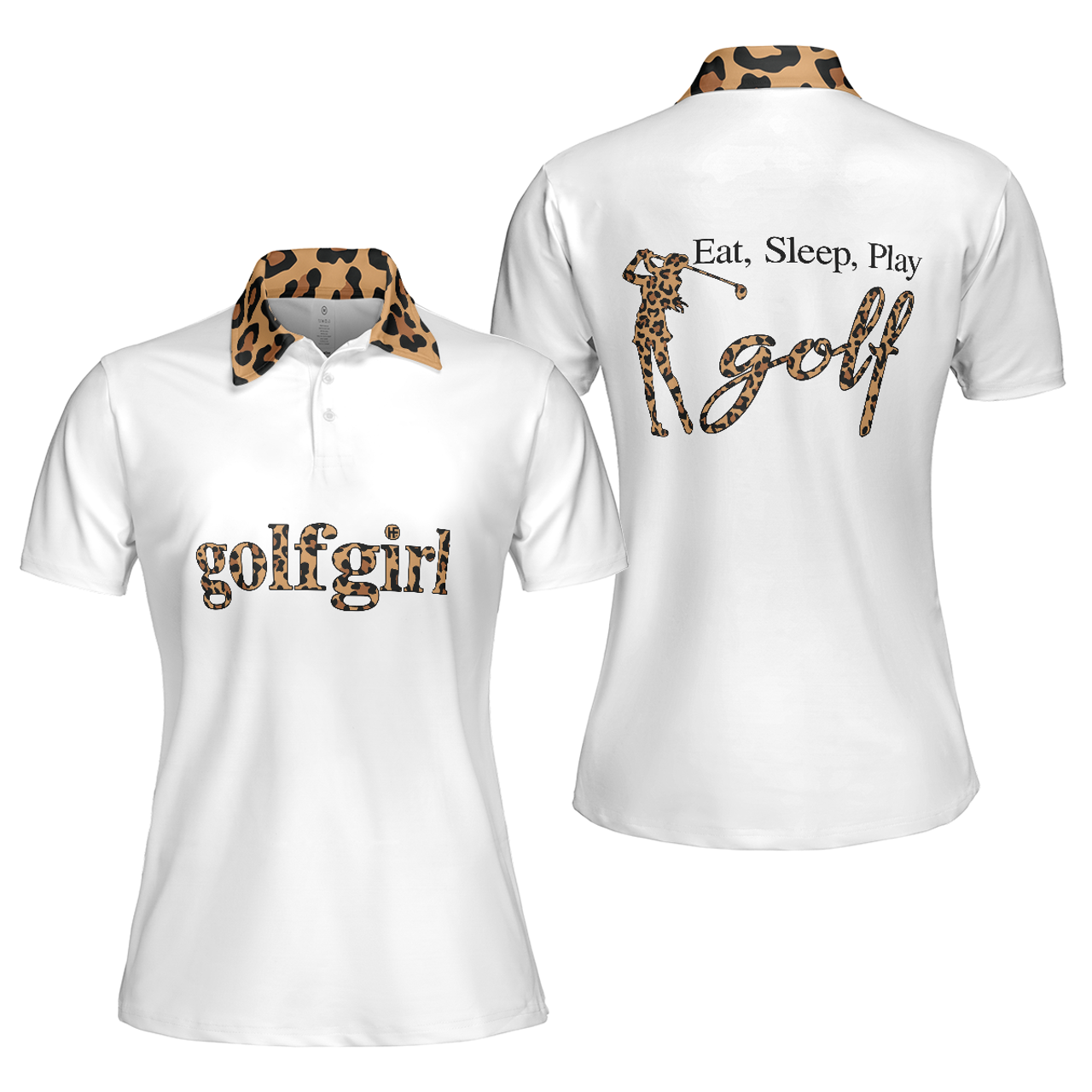 Personalized Women's Golf Shirt Polo - Golf Girl Eat Sleep Play Golf Short Sleeve