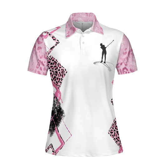 Personalized Women's Golf Shirt Polo - Golf Girls Are Cooler Leopard Argyle Pattern Golf