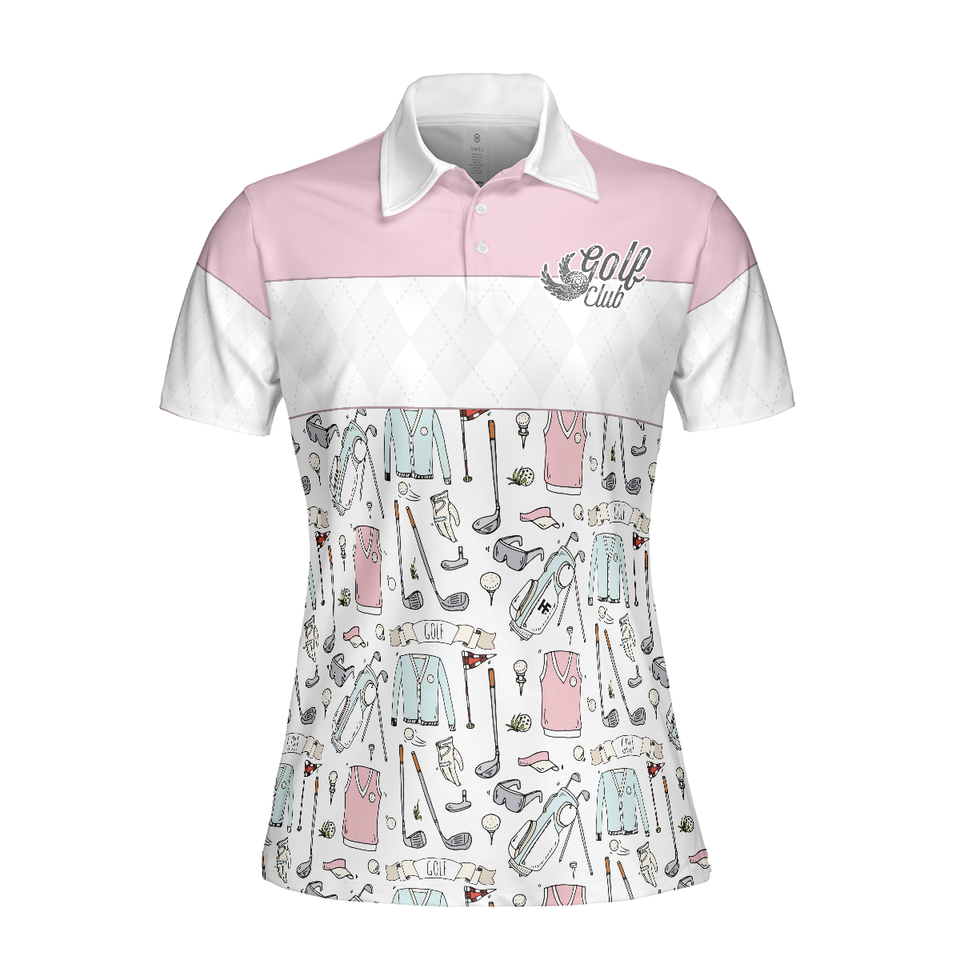 Personalized Women's Golf Shirt Polo - Golf Life In Pink Short Sleeve