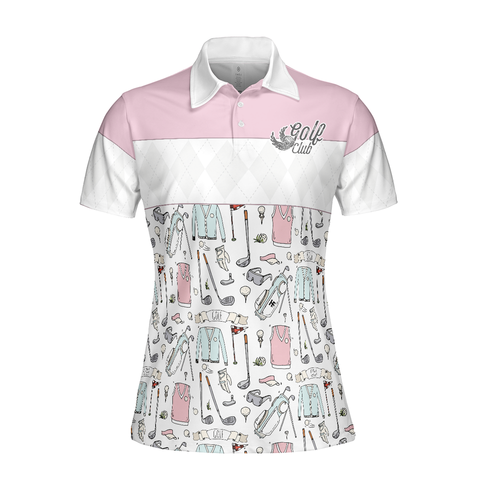 Personalized Women's Golf Shirt Polo - Golf Life In Pink Short Sleeve