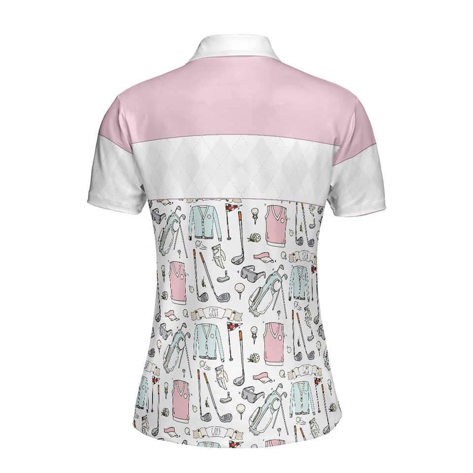 Personalized Women's Golf Shirt Polo - Golf Life In Pink Short Sleeve