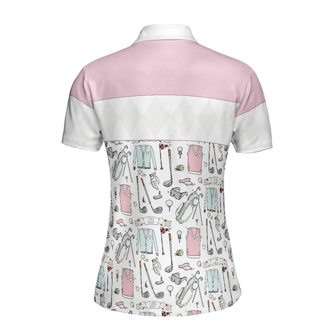 Personalized Women's Golf Shirt Polo - Golf Life In Pink Short Sleeve