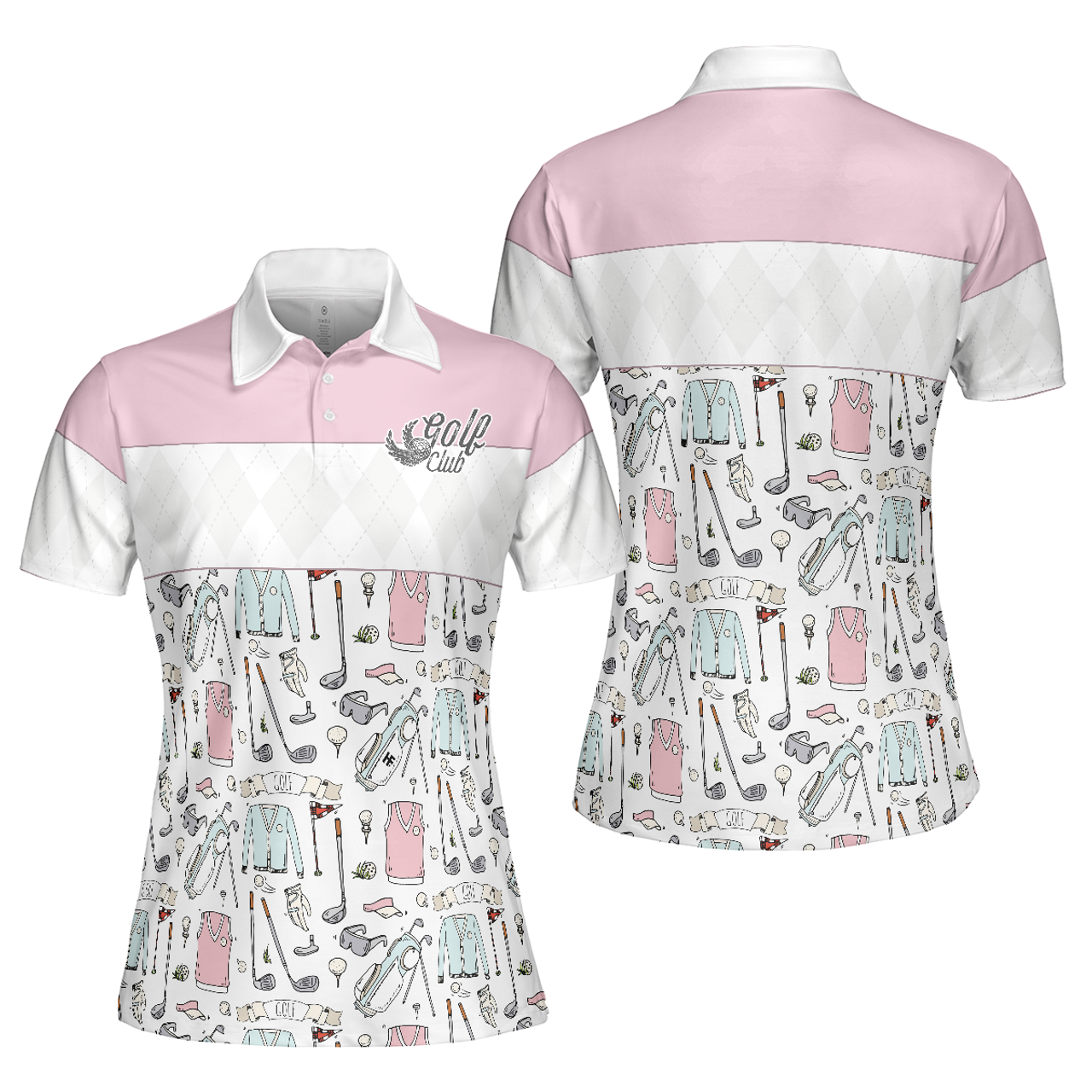 Personalized Women's Golf Shirt Polo - Golf Life In Pink Short Sleeve