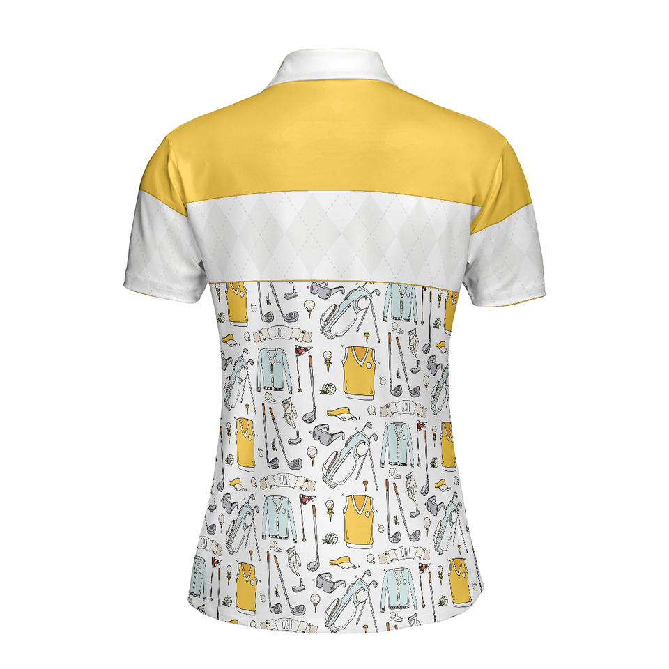 Personalized Women's Golf Shirt Polo - Golf Life In Yellow Short Sleeve