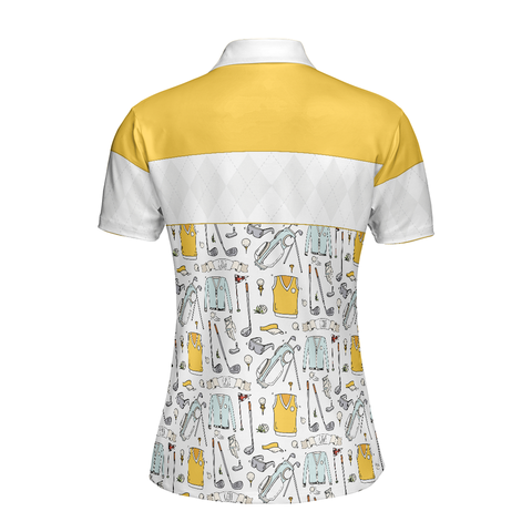 Personalized Women's Golf Shirt Polo - Golf Life In Yellow Short Sleeve