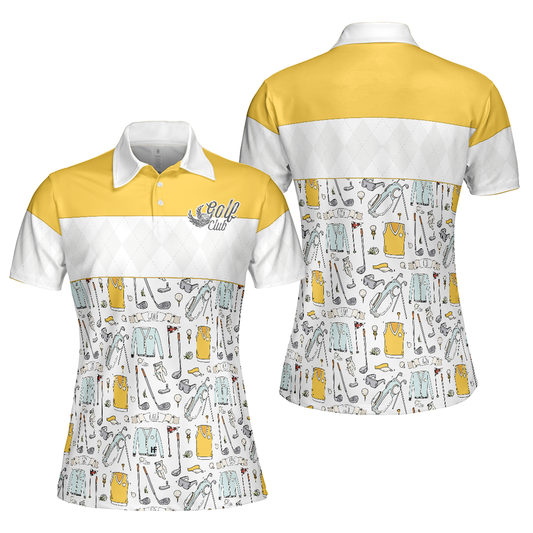 Personalized Women's Golf Shirt Polo - Golf Life In Yellow Short Sleeve