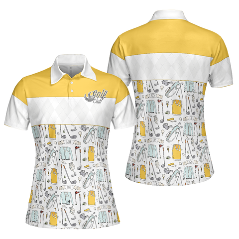 Personalized Women's Golf Shirt Polo - Golf Life In Yellow Short Sleeve