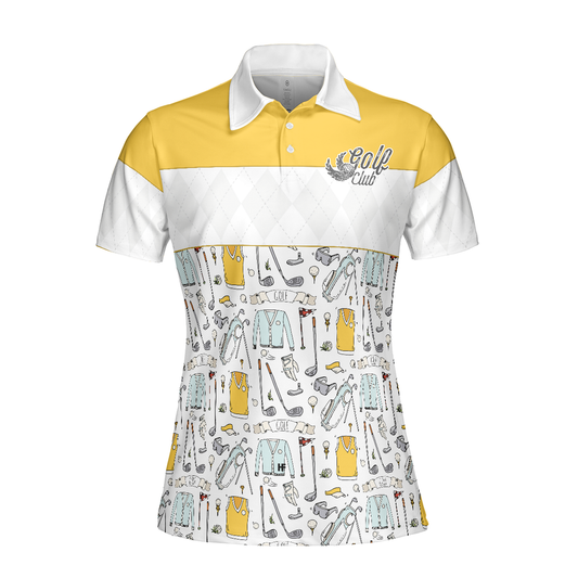 Personalized Women's Golf Shirt Polo - Golf Life In Yellow Short Sleeve