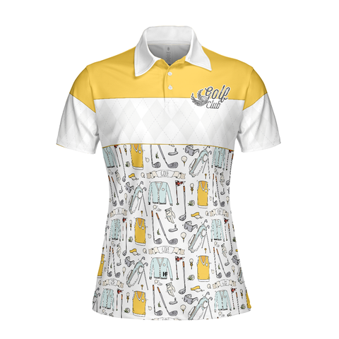 Personalized Women's Golf Shirt Polo - Golf Life In Yellow Short Sleeve