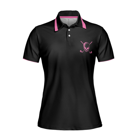 Personalized Women's Golf Shirt Polo - Golf Skull Short Sleeve