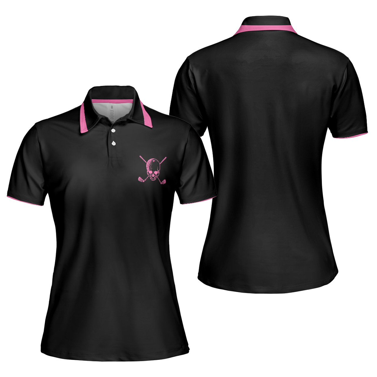 Personalized Women's Golf Shirt Polo - Golf Skull Short Sleeve