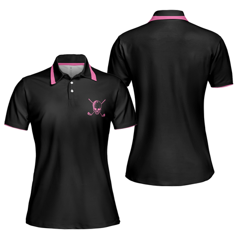 Personalized Women's Golf Shirt Polo - Golf Skull Short Sleeve