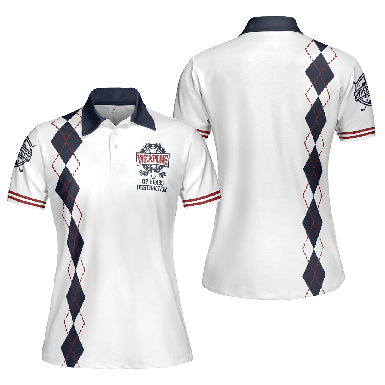 Personalized Women's Golf Shirt Polo - Golf Weapons Of Grass Destruction