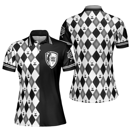 Personalized Women's Golf Shirt Polo - Golfaholic Short Sleeve