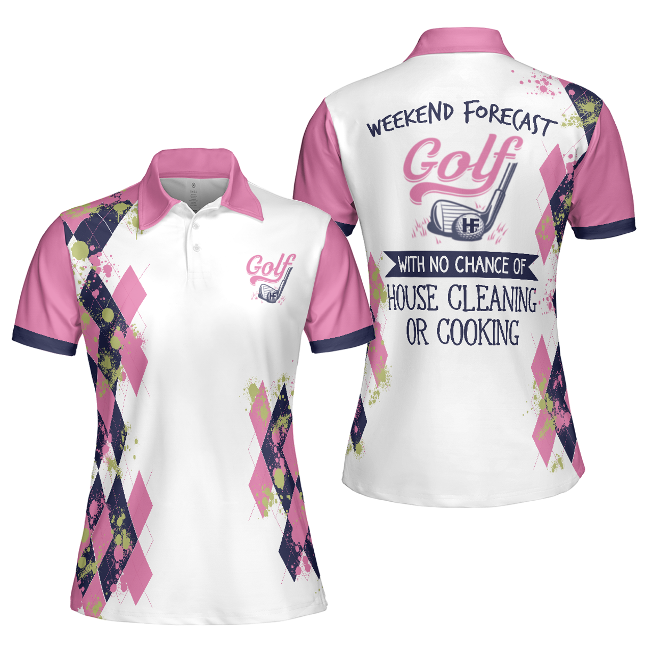 Personalized Women's Golf Shirt Polo - Golfing Weekend Forecast Golf Short Sleeve