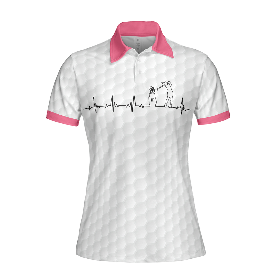 Personalized Women's Golf Shirt Polo - Heartbeat Golfer Short Sleeve Golf For Ladies