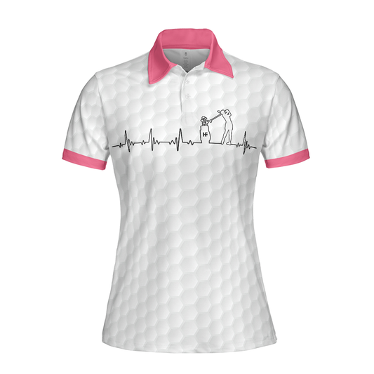 Personalized Women's Golf Shirt Polo - Heartbeat Golfer Short Sleeve Golf For Ladies