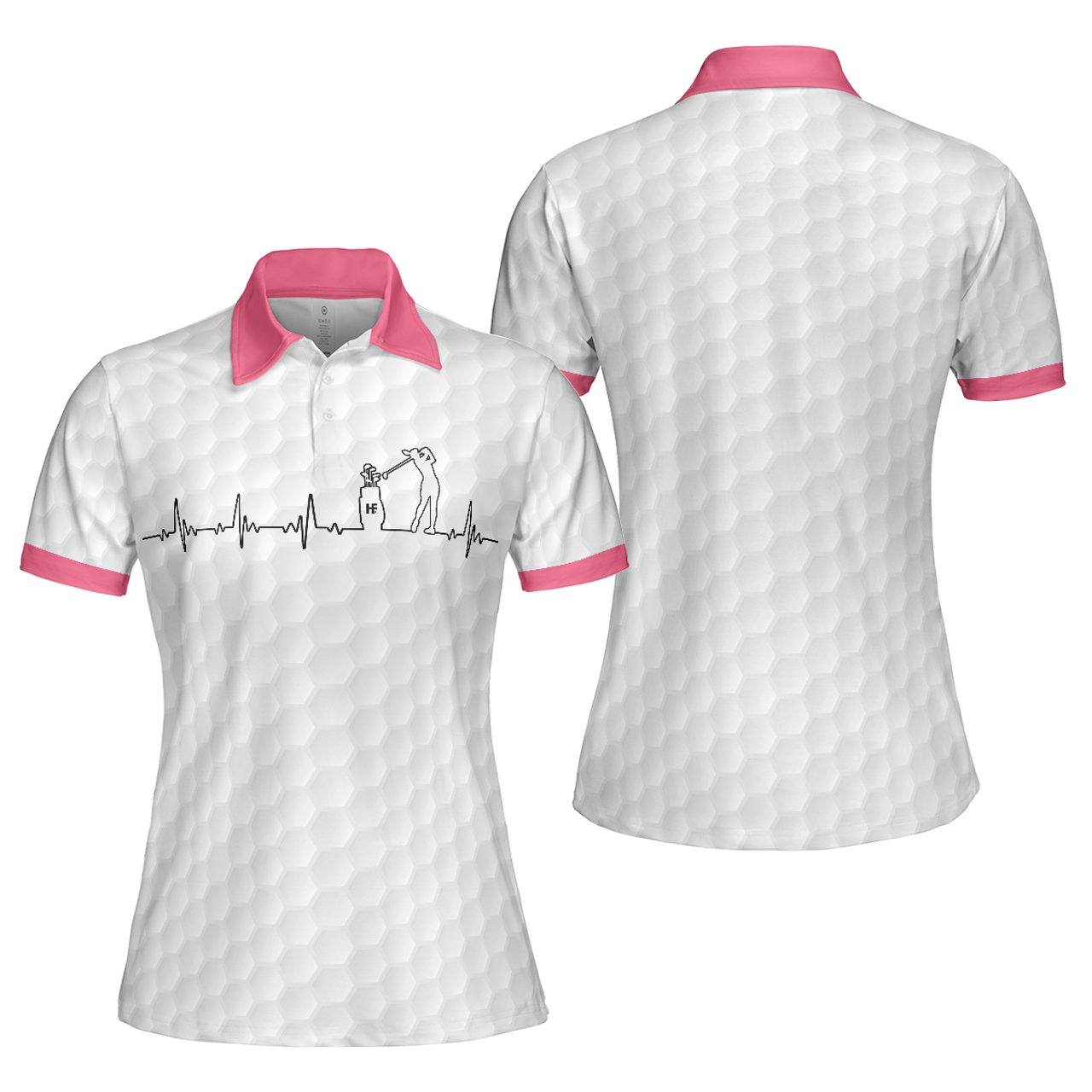 Personalized Women's Golf Shirt Polo - Heartbeat Golfer Short Sleeve Golf For Ladies